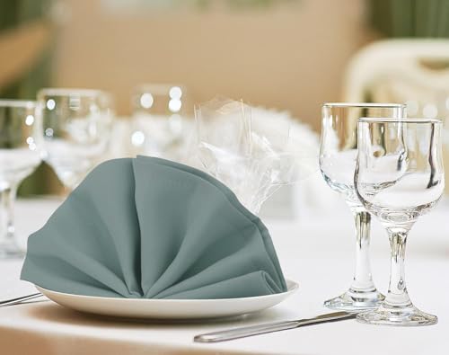 Image of Dining Table Napkins Polycotton Set of 6 Cloth Napkins for Dining Table Dinner Napkins Cloth 17x17 Inches for Party Wedding Cocktails Restaurant Decoration Regular Use Napkins-Light Grey