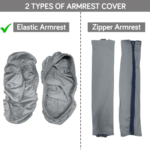 Image of HOKIPO 'SereneSolids' 140 GSM Armrest Covers for Office Chair (Elastic Style), 1 Pair, Smokey Grey (AR-5933-SGRY)