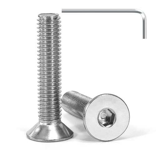 Tunejoy 20 Stück Senkkopfschrauben M8 x 40 mm Senkschrauben Edelstahl A2 V2A Senkkopf Innensechskant DIN 7991 Vollgewinde mit Inbusschlüssel