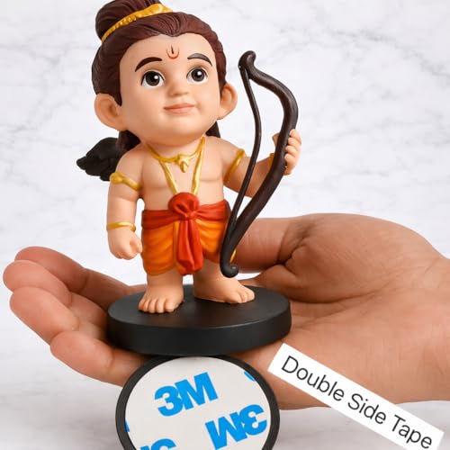 Image of Ram Ji Idol | Cute Lord Ram Figurine for Car Dashboard, Home Decor & Gift | Premium Hindu God Statue | Decorative Spiritual Murti | Multicolour Pink Gold Red Blue | 10 cm Height