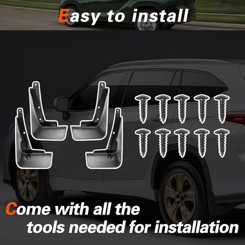 Image of 2021 Highlander Mud Flaps Mud Guards Compatible with Toyota Highlander 2021-2024 Splash Guard No Drilling Required All Weather Mudflaps(Set of 4)