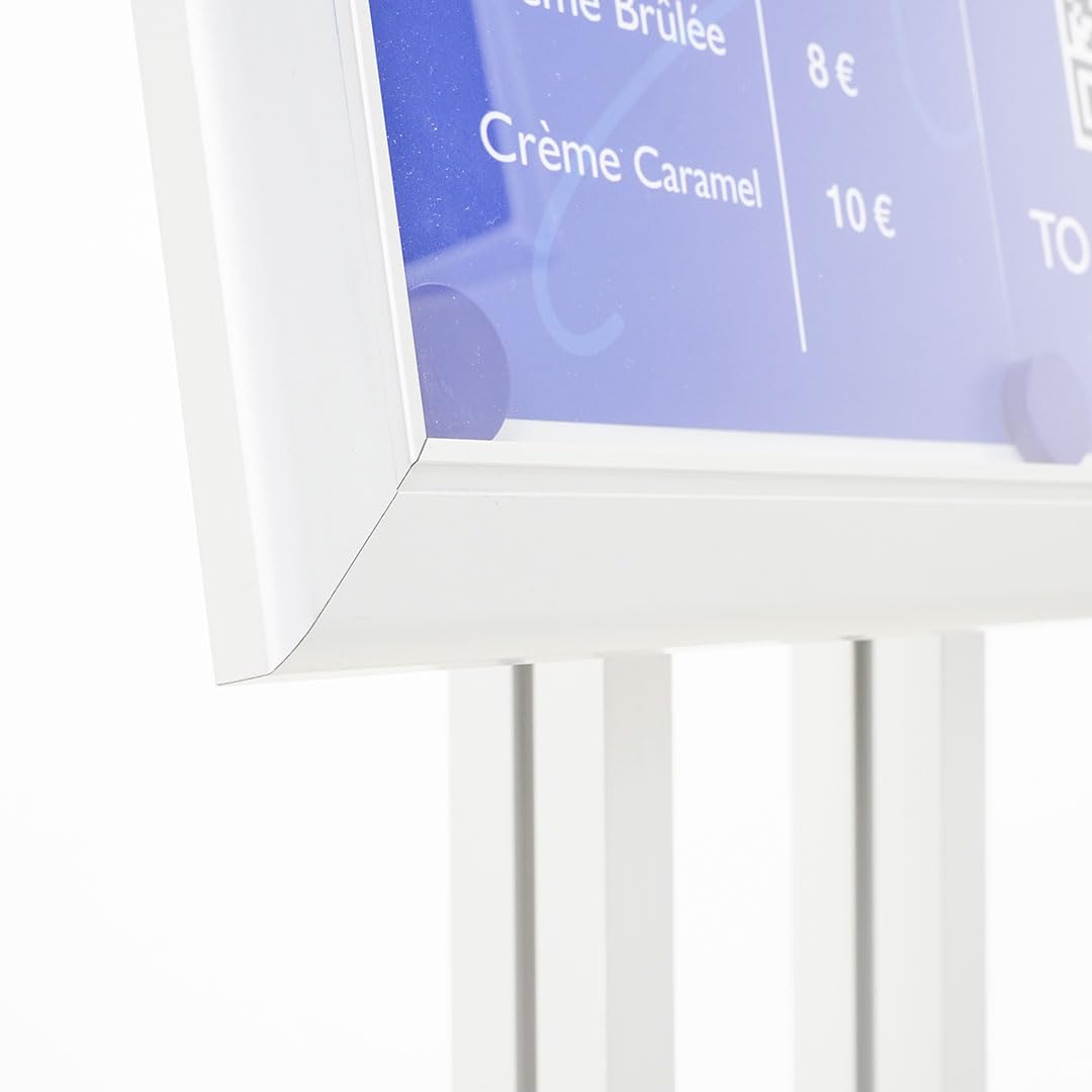 Danieli Store - Expositores de Pie 4xA4 para Exterior. Soporte Para Menu de Aluminio con Llave. Atril para Tiendas y Restaurantes. Porta Menu Exterior con y sin Luz LED Con Panel Personalizable