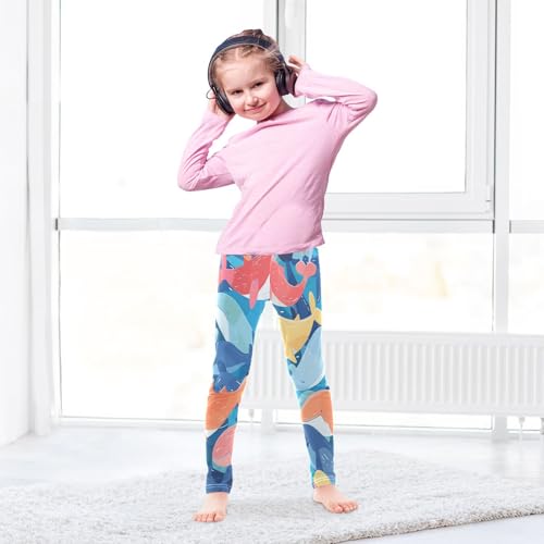 Bolaz Toddler Girls Leggings Printed Yoga Pants Leggings Orange Blue Whale for Kids4
