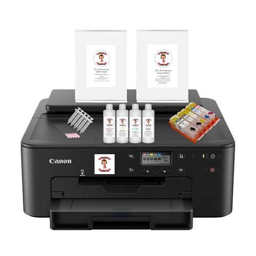 Newest Model Katies Edible Ink Canon Printer- Canon TS705A WiFi Printer - Super Clear Print Quality - Edible Ink Cartridges Included - 25 Sheets Of Premium Icing Sheets & Wafer Paper Included