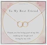 Suavell Best Friend Necklaces - Interlocking Circles, 18K Gold Plated Chain Necklace. Open Circle Necklace for Soul Sisters, Birthday Gifts