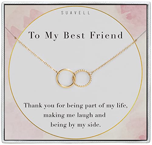 Suavell Best Friend Necklaces: Interlocking Circle Open Circle Ster Sterling Silver Chain Necklaces | Friendship Gifts, Birthday Gift Ideas