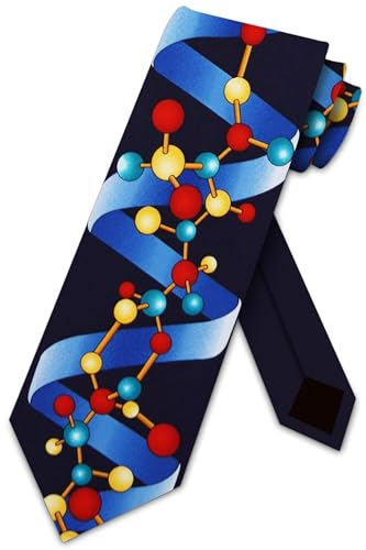 Three Rooker DNA Helix Ties Science Neckties Navy Biology Tie Mens Chemistry Necktie