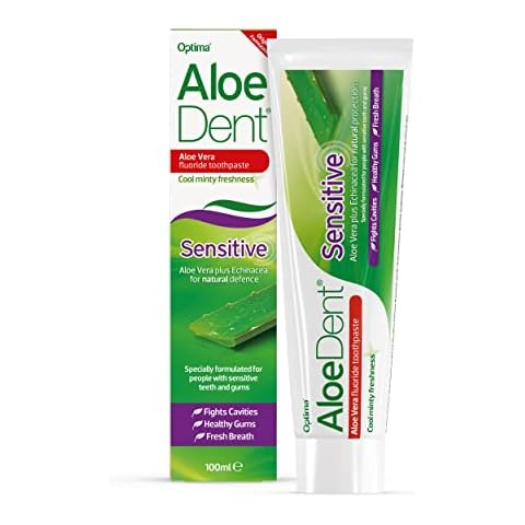 AloeDent, Sensitive Aloe Vera Toothpaste With Fluoride , Natural Action, Vegan, Cruelty Free , SLS Free, Soothing, Healthy Gums , 100ml Cover