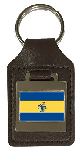 Porte-clés en cuir ville de Guadalajara : blason mexicain et drapeau gravé pour trousseau de clés