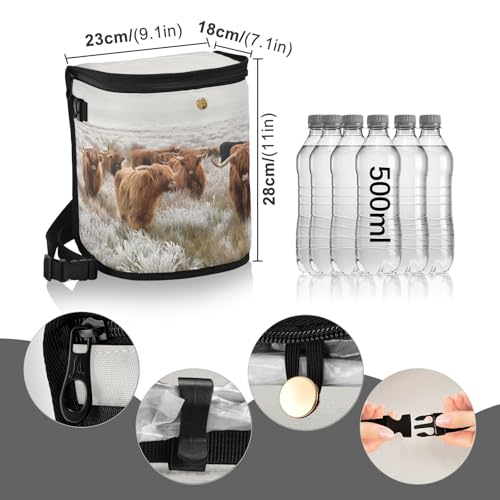 Image of linqin Scottish Highland Cow Car Trash Can with Lid Leak Proof Car Trash Bag Waterproof Car Garbage Can, Polyester Trash Bin Hanging for Minivan SUV Truck