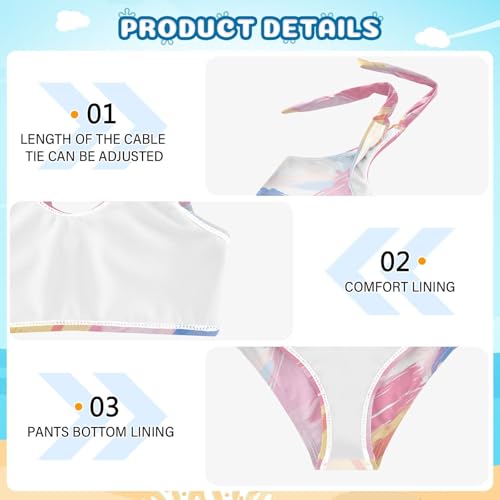 KLL Watercolor Girls' Two Pieces Bikini Sets Quick-Dry Bathing Suit Swimwear Cute Shoulder Strap4