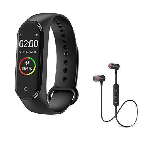 Raptas M4 Smart Intelligent | Health Water/Splash/Sweat - Proof/Resistance Body Functions Steps, Calorie - Step Counter, Blood Pressure, (Free 4.1 Magnetic Bluetooth Headset) (B0B98L32LS) Amazon Price History, Amazon Price Tracker