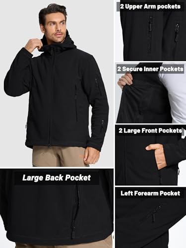 TACVASEN Windproof Men's Military Fleece Combat Jacket Tactical Hoodies, Black, L - Image 4