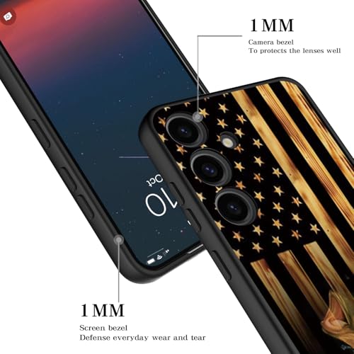 HQUSZPT Phone Case Compatiable for Samsung Galaxy A17 5G,Slim Shockproof Protective Cover for Man Women Girl Boy Children,Wood Grain American Flag Fish by HQUSZPT - Used condition - Image 2