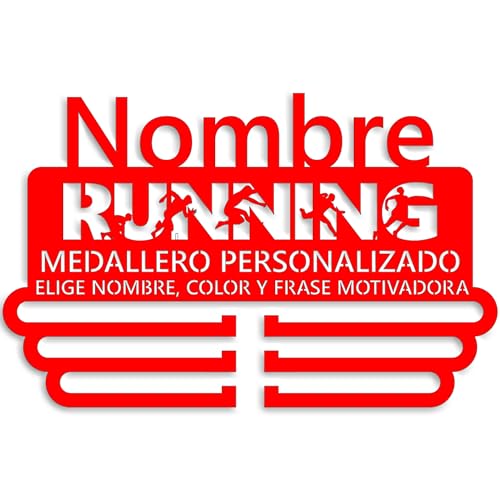 DIGIDU | Medallero running - Medallero Colgador de Medallas - Medallero Personalizado con Nombre Color y Frase Motivadora -Medallero Personalizado Running.