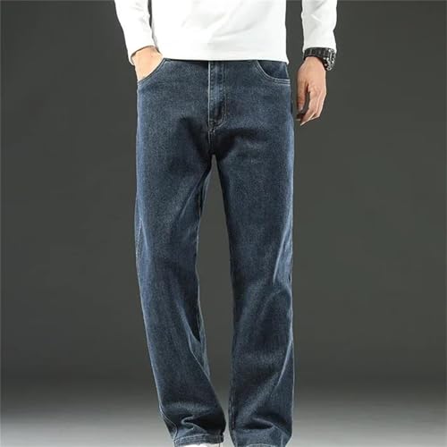 Men's Spring Fall Jeans – Loose Comfortable Straight Wide-Leg Denim Pants, Business Casual Trousers2