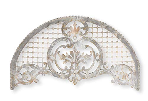 K&K Interiors 15347B Large Arched Tin Wall Mounted Floral Hanger with Hooks