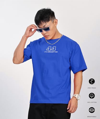 Image of SHODOX Bio-Washed Anti Bacterial 100% Pure Cotton Men's Oversized Aesthetic Premium Printed T-Shirt | Cozy Soft, Less Wrinkles Loose Fit, Drop Shoulder, Korean Baggy Style Tees for Mens