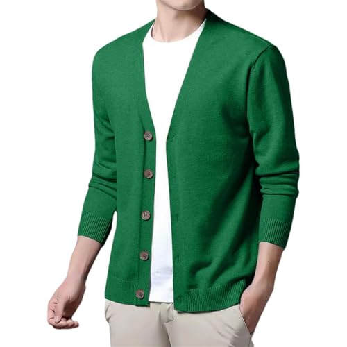 Solid Color Casual V-Neck Single-Breasted Classic Slim Fit Multi-Color Men's Sweater Cardigan