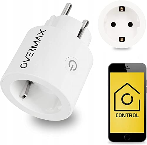 OVERMAX Flow Control, Prise Intelligente Smart Home 16A 4000W, Mesure la consommation d'énergie, horaire de Fonctionnement, Commande vocale, Google Home, WLAN, WiFi Plug 2,4 GHz Cover