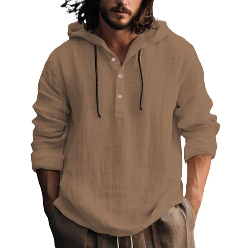Chemise décontractée avec cordon de serrage en lin pour homme coupe ample été