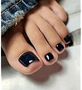 Morily Solid Black Press on Toenails for Women, 24 Pcs Short Square Fake Toe Nail Press ons, Reus...