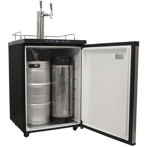 EdgeStar KC3000SSTWIN Full Size Dual Tap Kegerator with Digital Display - Black and Stainless Steel on Fridge.com