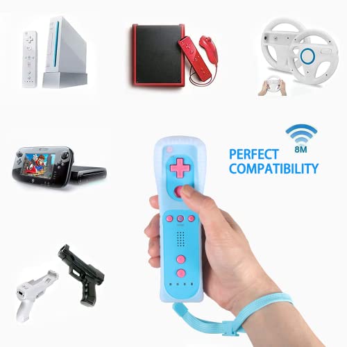 Doueuain 4 Pack Remote Controller For Wii Wii U, Gamepad With Silicone Case And Wrist Strap (New Black+White+Pink+Blue) #TOP3
