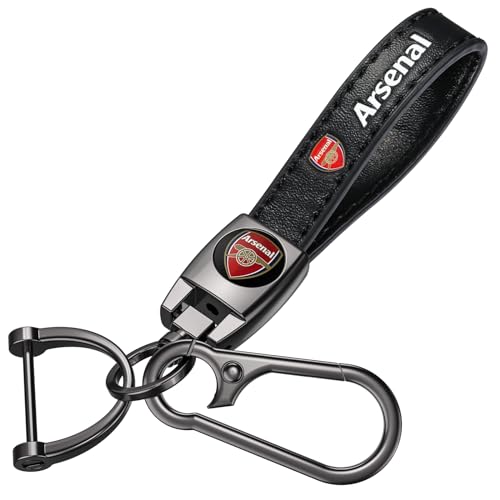 FTGCRF Para Arsenal llavero de coche,reemplazo de llavero de coche de cuero para Arsenal Fanáticos del fútbol,accesorio de llavero de coche para Arsenal Fanáticos,negro