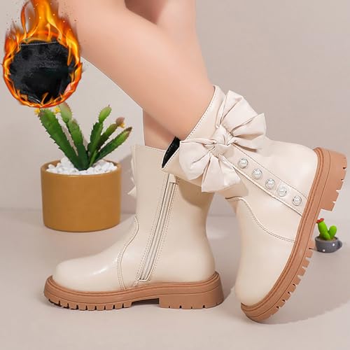 Girls Boots Cute Bowknot Dress Boots Anti Slip Low Heel Boots Fashion Comfortable Cowgirl Boots Winter Warm Shoes2