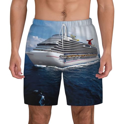 Short de bain homme à séchage rapide et motif bateau de croisière pour l'été