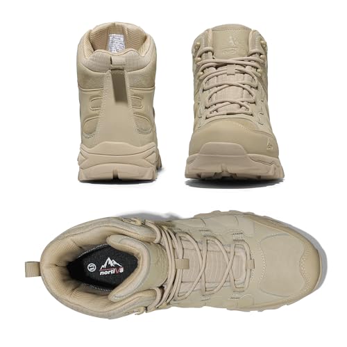 NORTIV 8 Men's Waterproof Hiking Boots Outdoor Mid Trekking Lightweight Mountaineering Shoes Paladin,Size 9.5,Sand,JS19004M