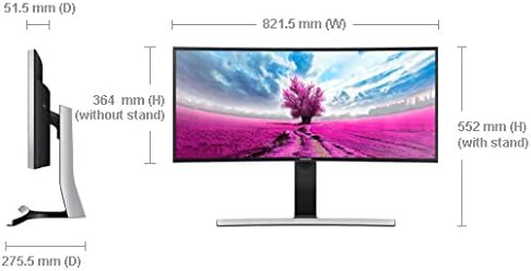 Samsung S34E790C monitor dimensions with stand