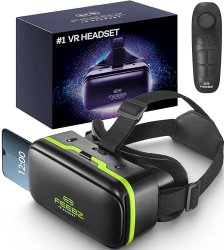 FEEBZ 3D VR Headset for Kids 2.0 + Android Remote - for iPhone & Android Phones | with 3D VR Videos & Apps Links | Virtual Reality Goggles Set for Beginners
