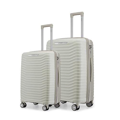 Image of Provogue Coral Hard-Sided PP Trolley Bag Set of 2 | Expandable Space with 8 Wheels Trolley Bags for Travel | Lightweight with Combination Lock | 5 Year Warranty (Grey Cloud /Timberwolf Grey)
