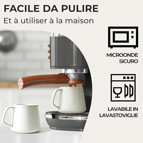 MIAMIO - Set di Tazze da Caffรจ (Set di 4) / Grandi Tazze in Ceramica (420 ml) - Tazza per Cappuccino, Tรจ, Espresso - Adatto al Microonde e alla Lavastoviglie - Collezione Luxe (Bianco) - immagine 6