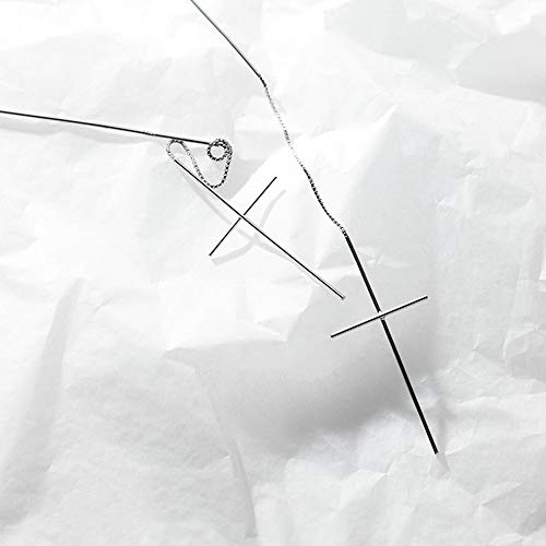 Minimalist Cross Tassel Threader Dangle Drop Earrings S925 Sterling Silver Fashion Long Chain Ear Line Dangling Faith Hope Huggie Hoop Earring Cute Jewelry Gifts for Women Girls4