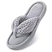 UltraIdeas Women's Cozy Memory Foam Plush Gridding Velvet Lining Spa Thong Flip Flops Clog Style House Indoor Slippers (M /7-8 B(M) US, Gray)