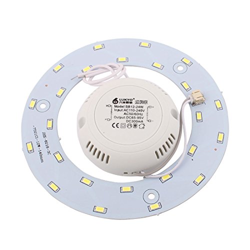 Aexit AC 110-240V Light Bulbs 12W 24 LED Light Panel 5730 SMD Annular Ceiling Lamp LED Bulbs Plate 6500-7000K