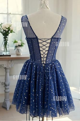 GARDOM Sparkly Starry Tulle Homecoming Dresses Short for Teens V Neck Prom Dresses Star Moon Cocktail Dress Mini Gowns3