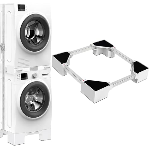 NIUXX Universal Waschmaschinen Untergestell: Sockel für Waschmaschine Kühlschrank, Tragkraft Max 400kg, Verstellbare Breite 46-69 cm Waschmaschinensockel, 8.2 cm Hoher Möbelsockel für Bad/Waschküche