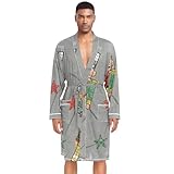 EtherSpher Kinder-Bademantel mit Cartoon-Nussknacker-Soldaten, grau, großer und hoher Stoff-Bademantel für Krankenhaus, Nussknacker für Kinder, Cartoon, Soldaten, Grau, L