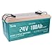 Truvill 24V 100Ah Lithium Batteries Bulit-in 230A Smart BMS LiFePO4 Battery 8000+ Deep Cycle with Battery Monitor Auto/Manual Balancer for RV, Solar, Marine, Camping