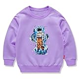 [VigorCMJ] ドラゴンボール 子供服 春秋 スウェット 長袖 クルーネック 男の子 女の子 綿100% キッズ 薄手 カジュアル 小学生 トップス プレゼント パープル 120CM