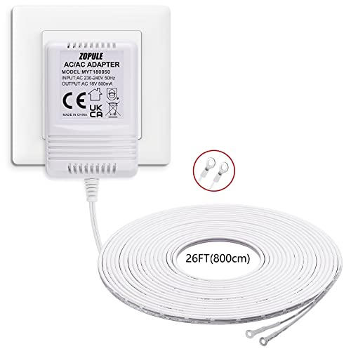 18V 500mA Doorbell Transformer Video Doorbell Power Adapter for All Versions of Ring Doorbell Nest Hello and Other Video Doorbell Power Supply with 8M (315) Long Cable