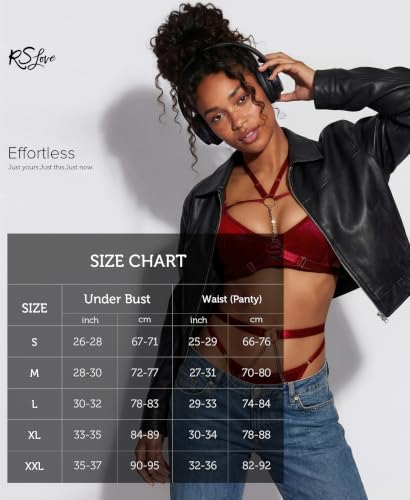 RSLOVE Ensemble de Lingerie Féminine avec Porte-Jarretelles Ensemble de Soutien-Gorge et de Culottes Sexy à Bretelles 6 Pièces Rouge S – vue 4