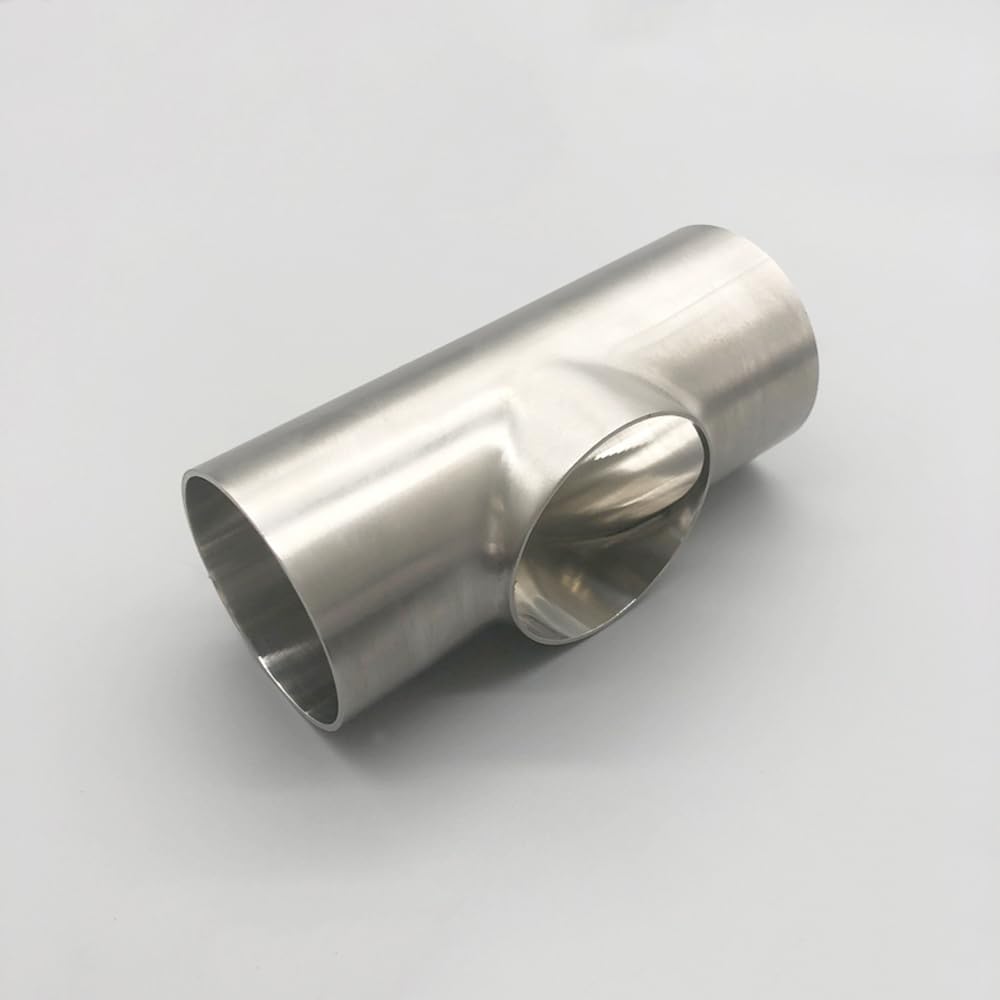 Size 19mm-108mm Pipe OD Butt Weld Flat Tee 3 Way Fitting Connector SUS 304 Stainless Sanitary Homebrew(OD 48mm Wall 1.5mm)