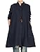 Mordenmiss Women's Cotton Linen Full Front Buttons Jacket Outfit with Pockets Style 1 XXL Navy