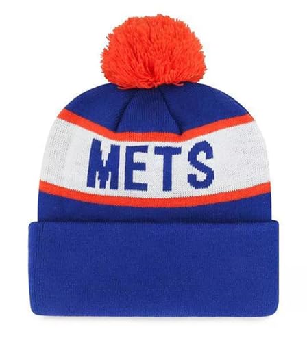 Gorro de punto pom con logo NY Mets azul miniatura 2