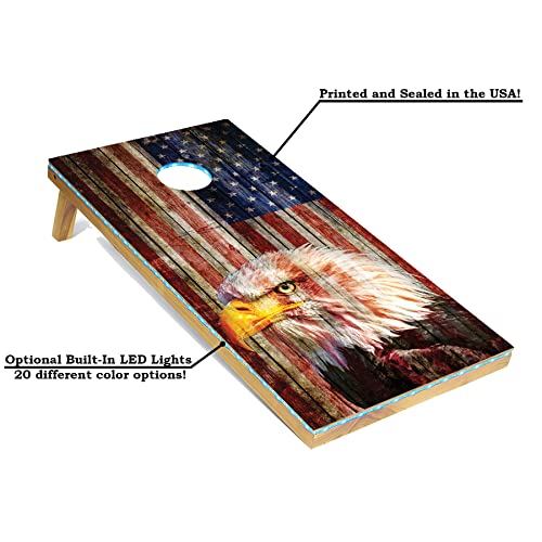 Tailgating Pros Regulation Cornhole Boards Flag Set - Includes 8 Bean Bags, Carrying Cases, And 4'X2' Corn Hole Toss Game - Optional Led Lights #TOP1